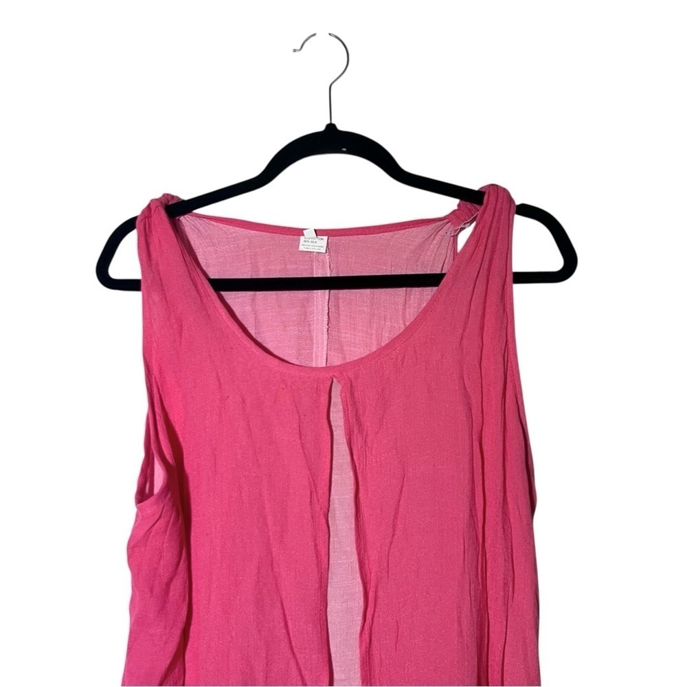 Pink Layered Silk Cotton Blend Flowy Tunic Top Approx Large - Picture 3 of 9